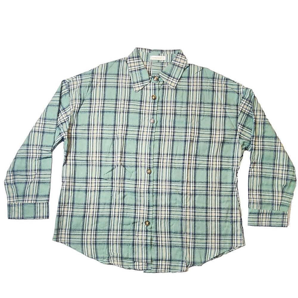 Fantaslook Women's Plaid Button Front Shirt Long Sleeve Flannel Size 2XL